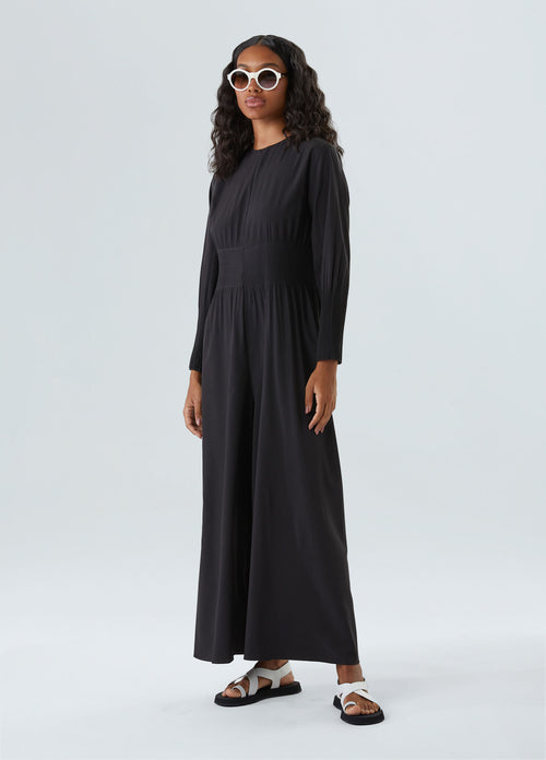 Pleated Long Sleeve Jumpsuit